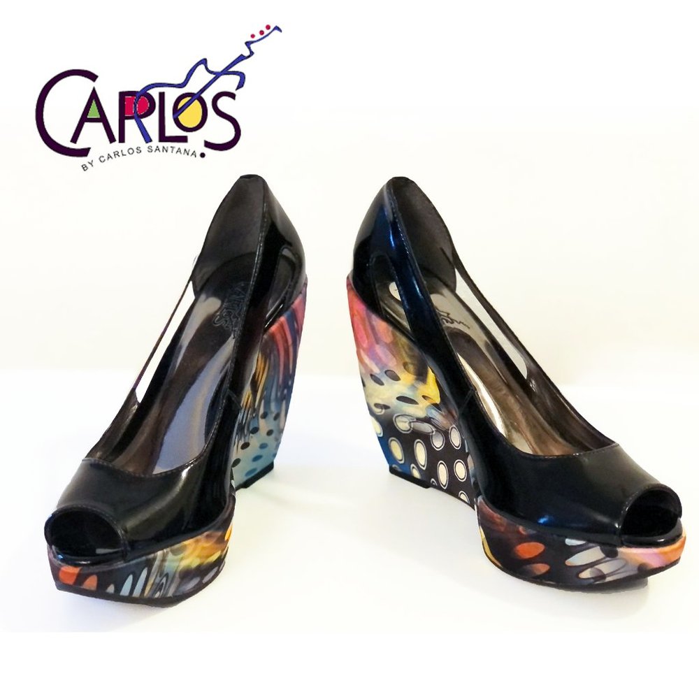 Carlos Santana artsy platform wedge shoes